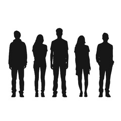 multiple business people standing silhouettes