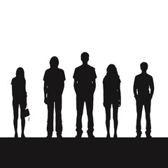 multiple business people standing silhouettes