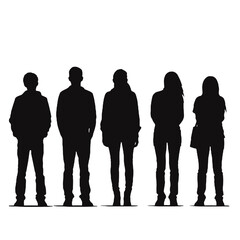 multiple business people standing silhouettes