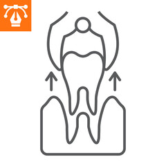 Tooth extraction line icon, outline style icon for web site or mobile app, dentistry and surgery, teeth remove vector icon, simple vector illustration, vector graphics.