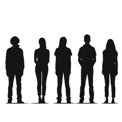 multiple business people standing silhouettes