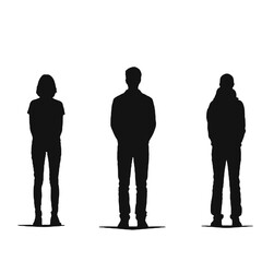 multiple business people standing silhouettes