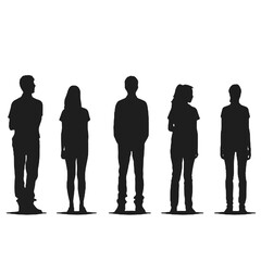 multiple business people standing silhouettes