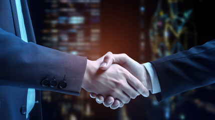 Sealing The Deal: Business Handshake at Night