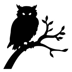 Owl silhouette, Owl mascot logo, Owl Black and White Animal Symbol Design, Bird icon.