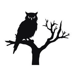 Owl silhouette, Owl mascot logo, Owl Black and White Animal Symbol Design, Bird icon.