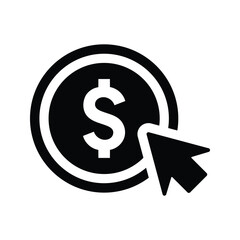 Click, pay, per black icon.