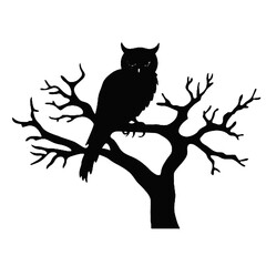 Owl silhouette, Owl mascot logo, Owl Black and White Animal Symbol Design, Bird icon.