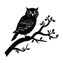 Owl silhouette, Owl mascot logo, Owl Black and White Animal Symbol Design, Bird icon.