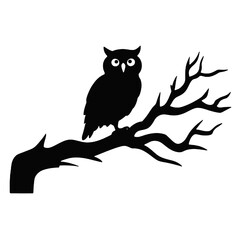 owl sitting on top of a tree branch Silhouette 