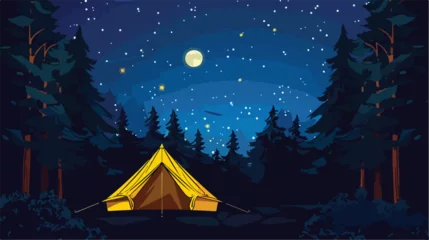 Fotobehang Tourist tent on the background of the night starry sky  © Ideas