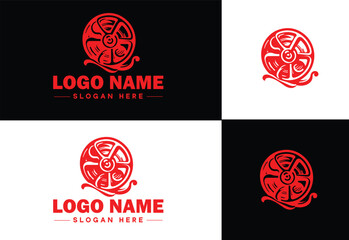 film reel logo icon vector for business brand app icon movie cinema theater video channel cinematography logo template