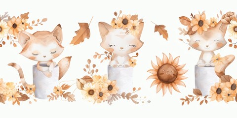 Pattern of a children's illustration of kittens
