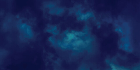 Blue sky with clouds. Dark blue watercolor soft background. Navy blue fog background.