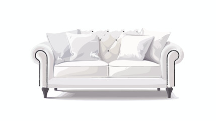 Vector illustration of white sofa with two pillows. 