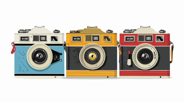 View of a multiple color strip vintage camera for adv