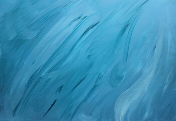 Brushstrokes of blue paint on canvas varying in depth, saturation and shape textured background