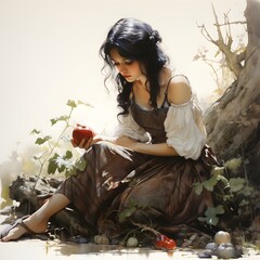 Snow White - watercolor art