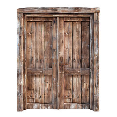 Fototapeta premium Weathered double wooden door, cut out
