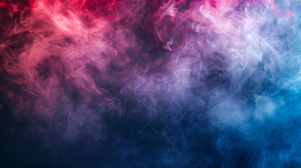 Fototapeta na wymiar Clouds of isolated colored smoke: blue, red, orange, pink; scrolling on a black background in the dark close up ,smoke under the lights on a colorful background