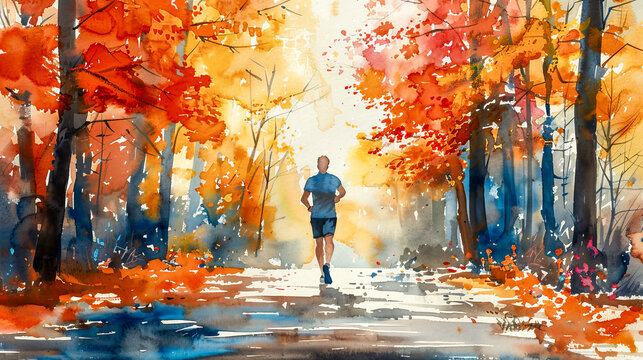 A jogger in watercolors