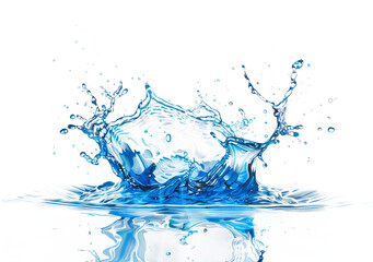 High-Speed Capture: Illustrate the moment of impact where the blue water splash is frozen in time, capturing the fluid dynamics in detail. transparent white background