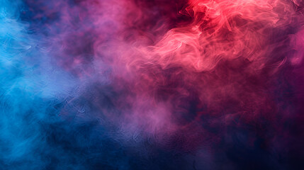 Obraz na płótnie Canvas Clouds of isolated colored smoke: blue, red, orange, pink; scrolling on a black background in the dark close up ,smoke under the lights on a colorful background