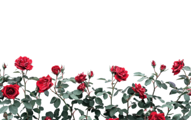 Et of red roses isolated on white or transparent background