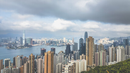 Obraz premium Commercial and residential buildings in Hong Kong. March 23 2024