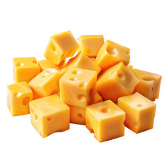 Cheese cubes isolated on transparent background