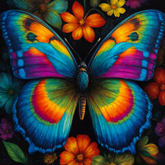 colorful fractal butterfly on a bright background.