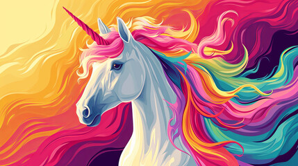 Obraz na płótnie Canvas A neon unicorn is a mythical creature that symbolizes virtue