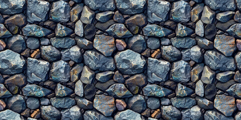 Fototapeta premium Seamless rock pavemet pattern, tileable cobblestone pathway texture, great for video game design