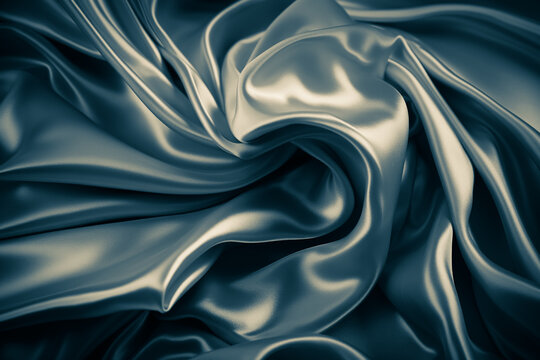 Blue grey satin and silk material in chaotic pattern