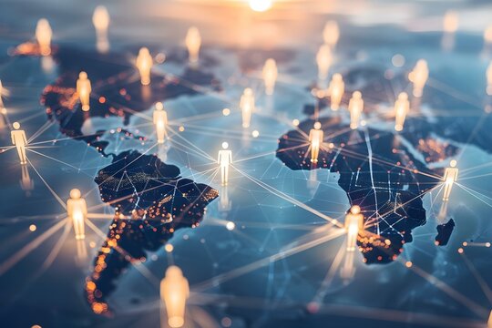 Global business structure showing networking data analysis customer connection HR recruitment outsourcing customer service teamwork and strategy. Concept Global Business Structure
