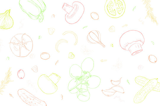 Vegetable sketch style line art cover illustration
