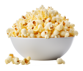 popcorn in bowl isolated on transparent background