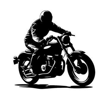Motorcycle rider  Silhouette , tattoo ,illustration