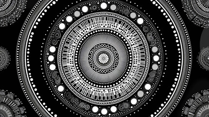 black and white background with circles