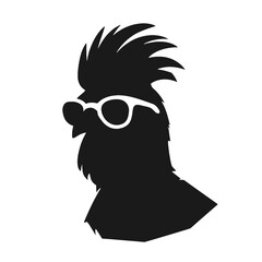 Chicken Rooster Head with  sunglasses , Silhouette   Mascot 