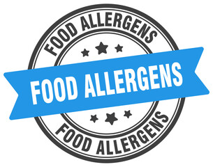 Fototapeta premium food allergens stamp. food allergens label on transparent background. round sign