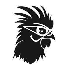 Chicken Rooster Head with  sunglasses , Silhouette   Mascot 