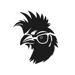 Chicken Rooster Head with  sunglasses , Silhouette   Mascot 