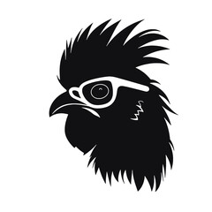 Chicken Rooster Head with  sunglasses , Silhouette   Mascot 