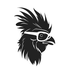 Chicken Rooster Head with  sunglasses , Silhouette   Mascot 