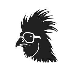 Chicken Rooster Head with  sunglasses , Silhouette   Mascot 
