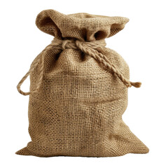 Burlap coffee bag isolated on transparent background