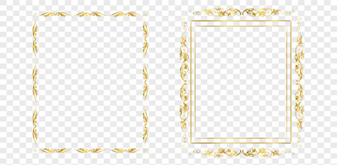 Gold decorative vintage frames and borders set