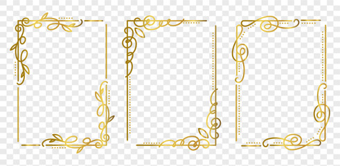 Gold decorative vintage frames and borders set