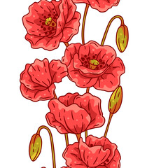 Pattern with poppies flowers. Beautiful decorative plants. - 767720415